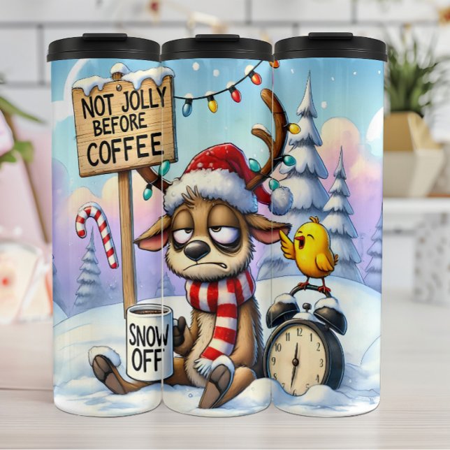 Tired Reindeer braucht Kaffee Thermosbecher (Von Creator hochgeladen)