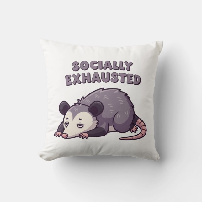 Tired Retro Possum Square Comfort Pillow Kissen (Vorderseite)