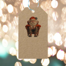 Tired Santa 2 Kraft Gift Tags