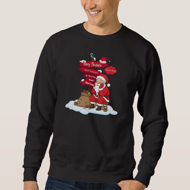 Tired Santa Basic Sweatshirt: Cozy Funny Christmas Sweatshirt (Vorderseite)