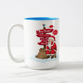 Tired Santa Large Two-Tone Mug 15 oz Gift Zweifarbige Tasse