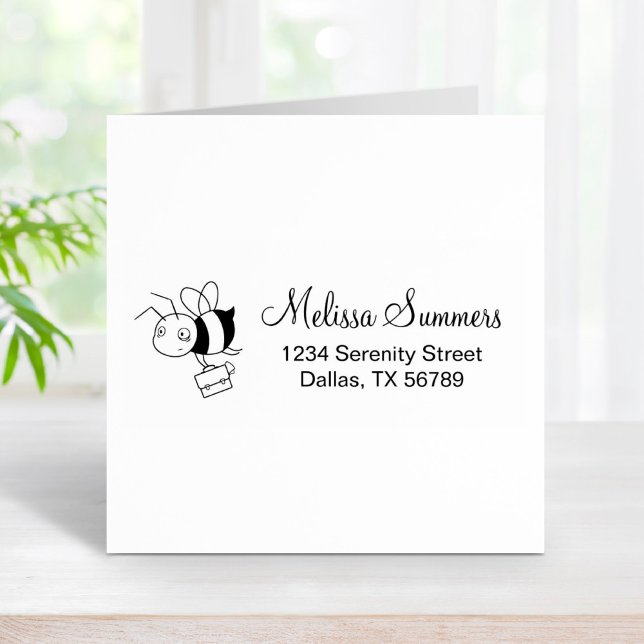 Tired Stressed Bee Holding Briefcase-Adresse Gummistempel (Von Creator hochgeladen)