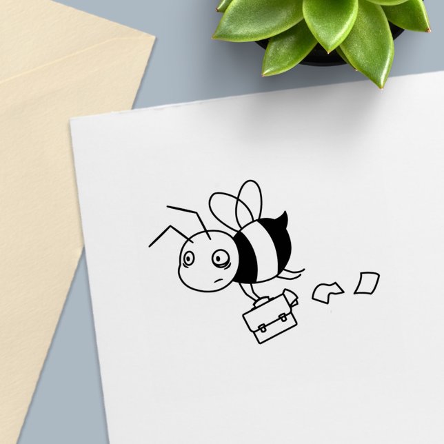 Tired Stressed Bee Holding Briefcase Permastempel (Von Creator hochgeladen)