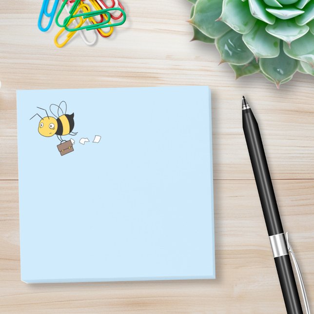 Tired Stressed Worker Bee Holding Briefcase Post-it Klebezettel (Von Creator hochgeladen)