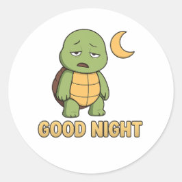 Tired turtle saying Good Night Runder Aufkleber