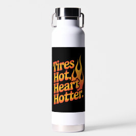 Tires Hot Heart Hotter Retro Flames Trinkflasche