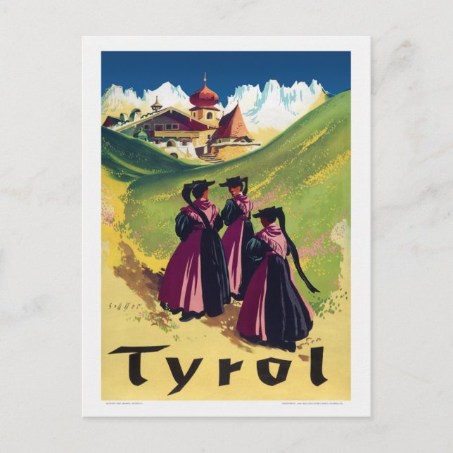 Tirol Austria Vintage Poster 1947 Postkarte (Vorderseite)