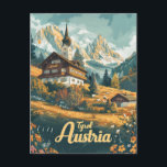 Tirol Österreich Postkarte<br><div class="desc">Ein malerisches und nostalgisches Porträt Tirols, Österreichs, bekannt für seine atemberaubenden Alpenlandschaften, bezaubernden Dörfer und das Kulturerbe. Das Design vereint die schneebedeckten Berge der Region, grüne Wiesen und traditionelle Holzhäuser in Tälern. Das Vintage Kunstwerk verleiht Tirols Ruhe und alpinen Charme und lädt die Besucher dazu ein, seine landschaftlichen Ausblicke und...</div>