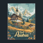 Tirol Österreich Postkarte<br><div class="desc">Ein malerisches und nostalgisches Porträt Tirols, Österreichs, bekannt für seine atemberaubenden Alpenlandschaften, bezaubernden Dörfer und das Kulturerbe. Das Design vereint die schneebedeckten Berge der Region, grüne Wiesen und traditionelle Holzhäuser in Tälern. Das Vintage Kunstwerk verleiht Tirols Ruhe und alpinen Charme und lädt die Besucher dazu ein, seine landschaftlichen Ausblicke und...</div>