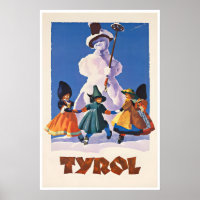 Tiroler Druck Österreich Ski-Plakat Österreichisch
