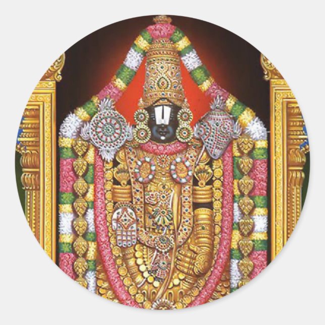 Tirupati Balaji Runder Aufkleber (Vorderseite)