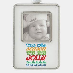 'tis die Jahreszeit, zum lustige kundenspezifische Rahmen-Ornament Silber