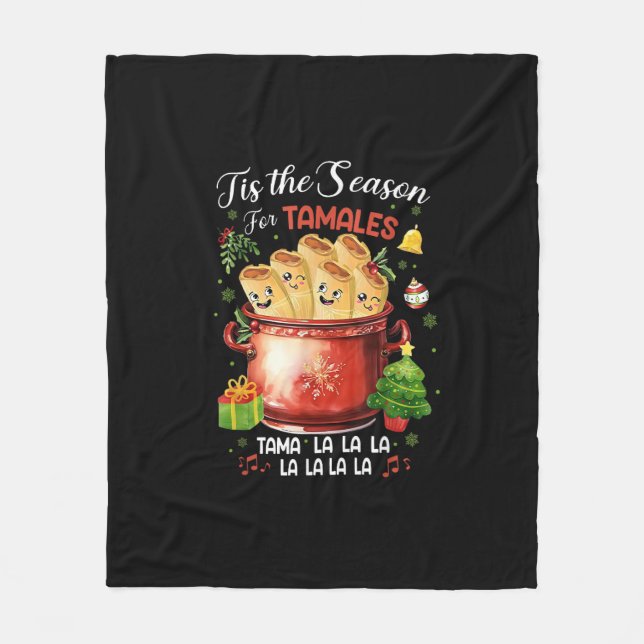 Tis Season For Tamales Christmas Mexican Food Outf Fleecedecke (Vorderseite)