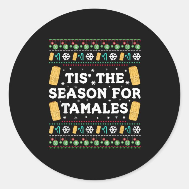 Tis Season For Tamales Funny Mexican Christmas Runder Aufkleber (Vorderseite)