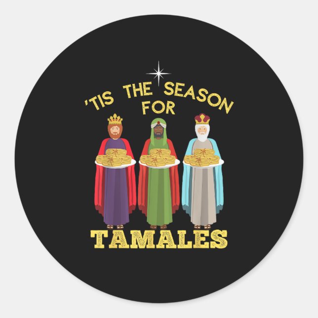 Tis Season For Tamales Funny Mexican Christmas Runder Aufkleber (Vorderseite)