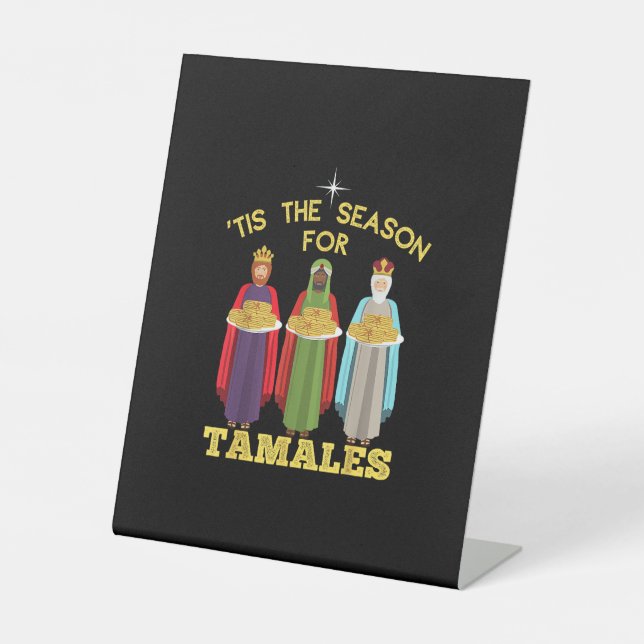 Tis Season For Tamales Funny Mexican Christmas Sockelschild (Vorderseite)
