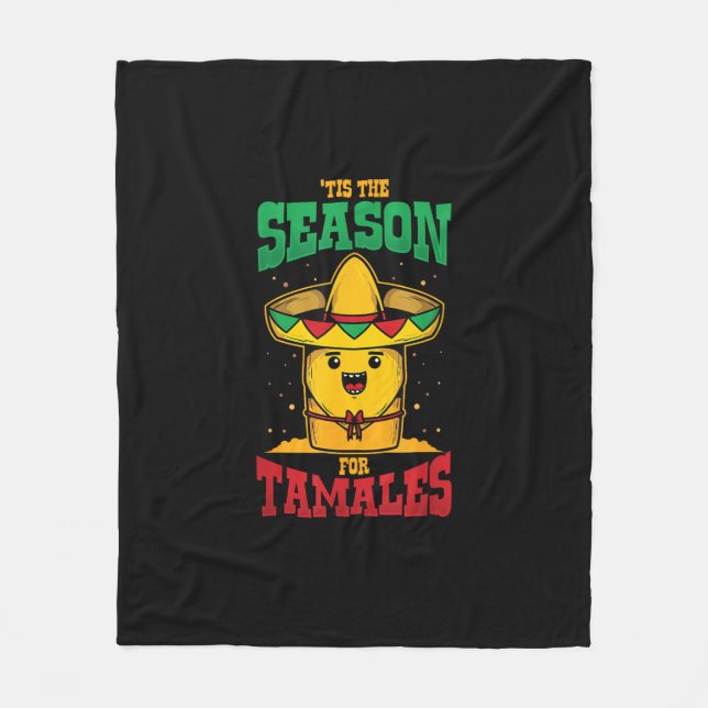 Tis Season For Tamales Mexican Christmas Holiday Fleecedecke (Vorderseite)