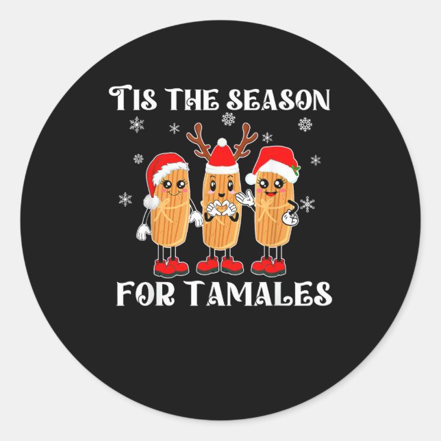 Tis Season For Tamales Mexican Christmas Modern Runder Aufkleber (Vorderseite)