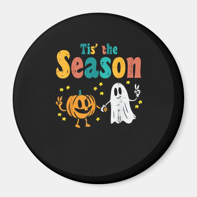 Tis Season Pumpkin Leaf Latte Fall Softball Magnet (Vorne)