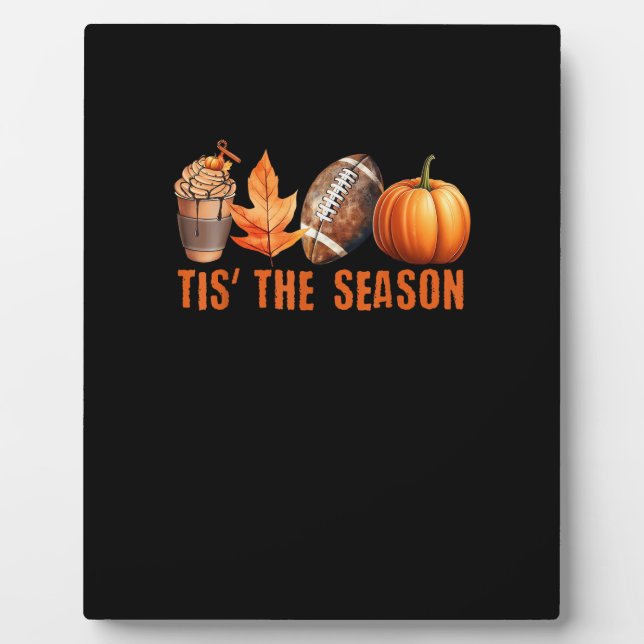 Tis Season Pumpkin Leaf Latte Fall Thanksgiving Fo Fotoplatte (Vorderseite)