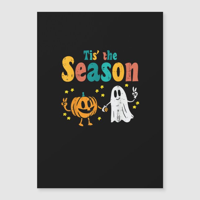 Tis Season Pumpkin Leaf Latte Herbst Softball Magnetkarte (Vorderseite)