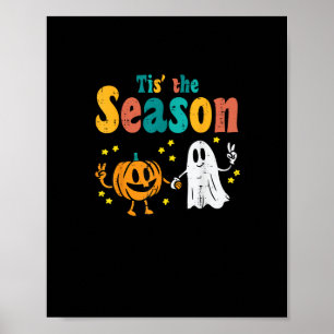 Tis Season Pumpkin Leaf Latte Herbst Softball Poster