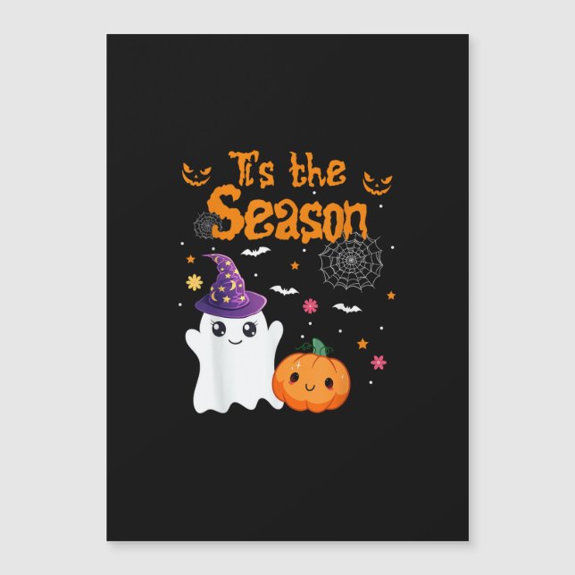 Tis Season Pumpkin Retro Groovy Vintage Halloween Magnetkarte (Vorderseite)