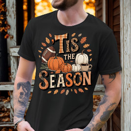 ’TIS THE SAASON Vintag Pumpkins and Football T-Shirt