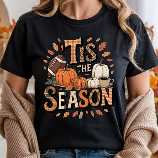 ’TIS THE SAASON Vintag Pumpkins and Football T-Shirt