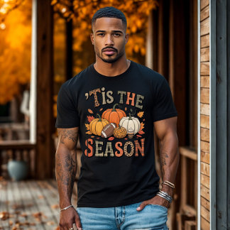 ’TIS THE SAASON Vintag Pumpkins and Football T-Shirt