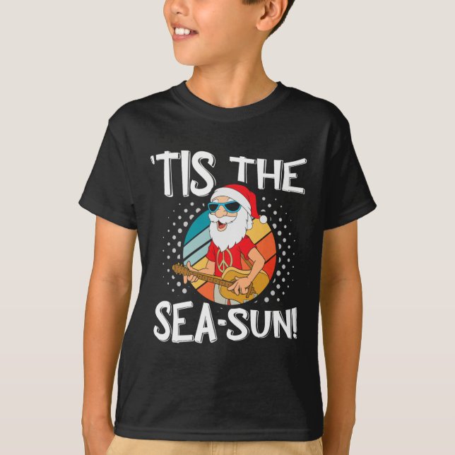 Tis The Sea-sun Funny Santa Tropical For Sommer Ch T-Shirt (Vorderseite)