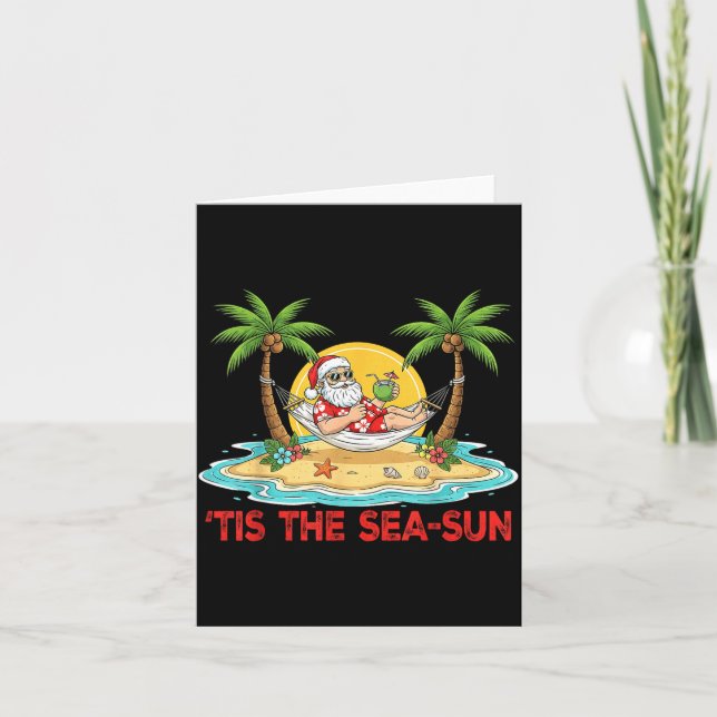 Tis The Sea-sun Santa Beach Vibes Christmas In Jul Karte (Vorderseite)