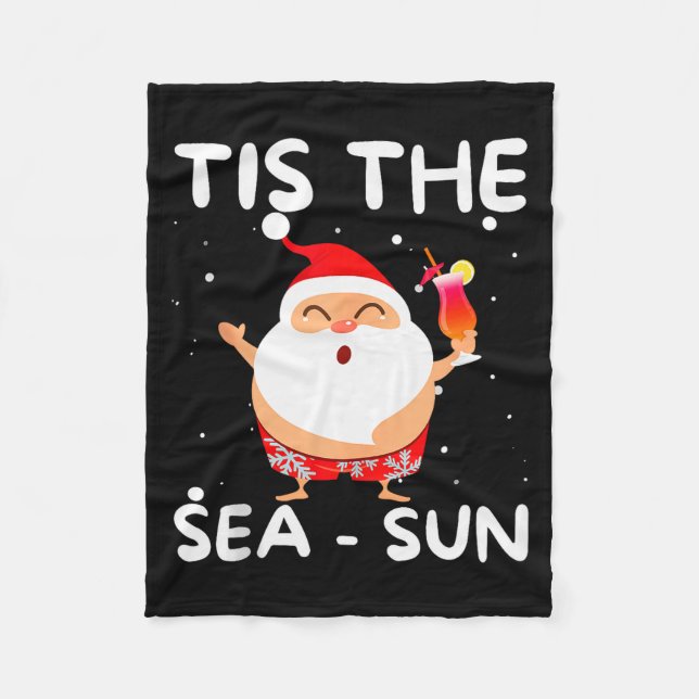 Tis The Sea Sun Santa Weihnachten Im Juli Lustiger Fleecedecke (Vorderseite)