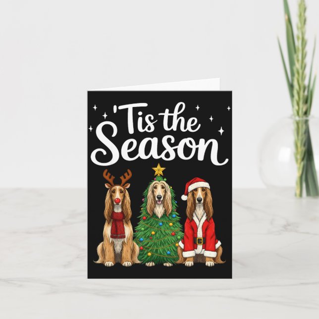 Tis The Season Afghan Hound Christmas Santa Dog Lo Karte (Vorderseite)