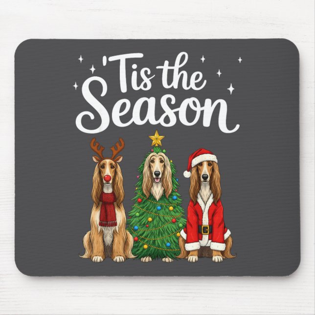 Tis The Season Afghan Hound Christmas Santa Dog Lo Mousepad (Vorne)