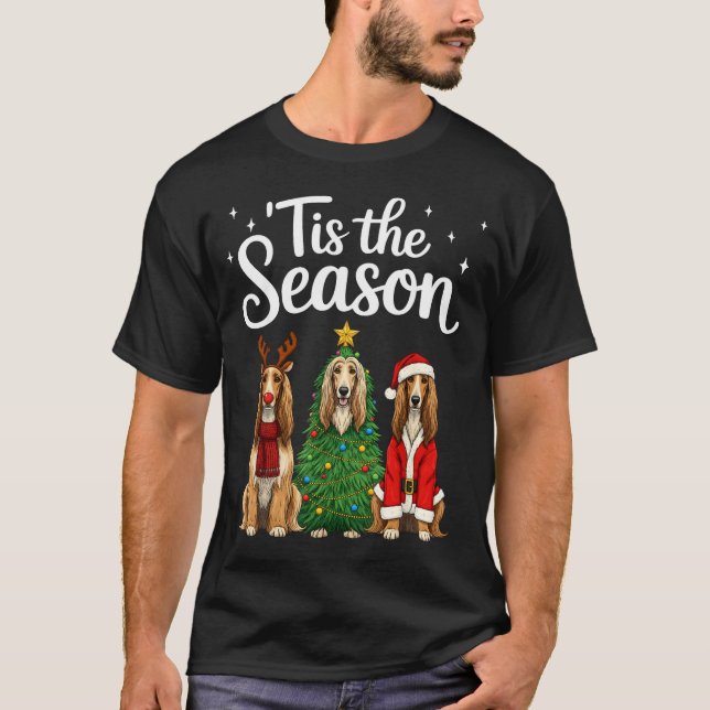 Tis The Season Afghan Hound Christmas Santa Dog Lo T-Shirt (Vorderseite)