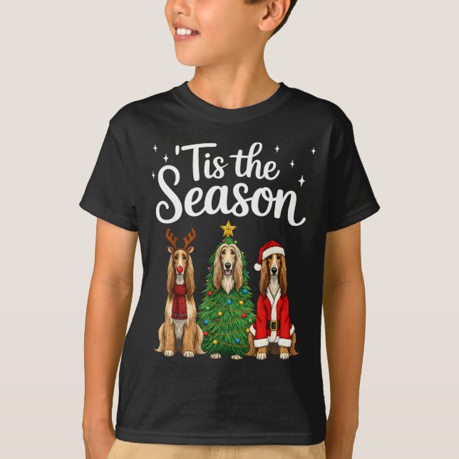 Tis The Season Afghan Hound Christmas Santa Dog Lo T-Shirt (Vorderseite)