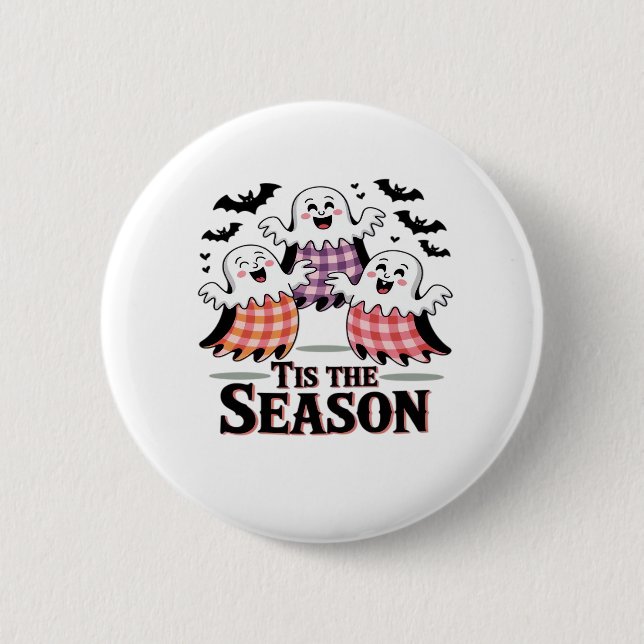 Tis The Season Checkered Halloween Button (Vorderseite)