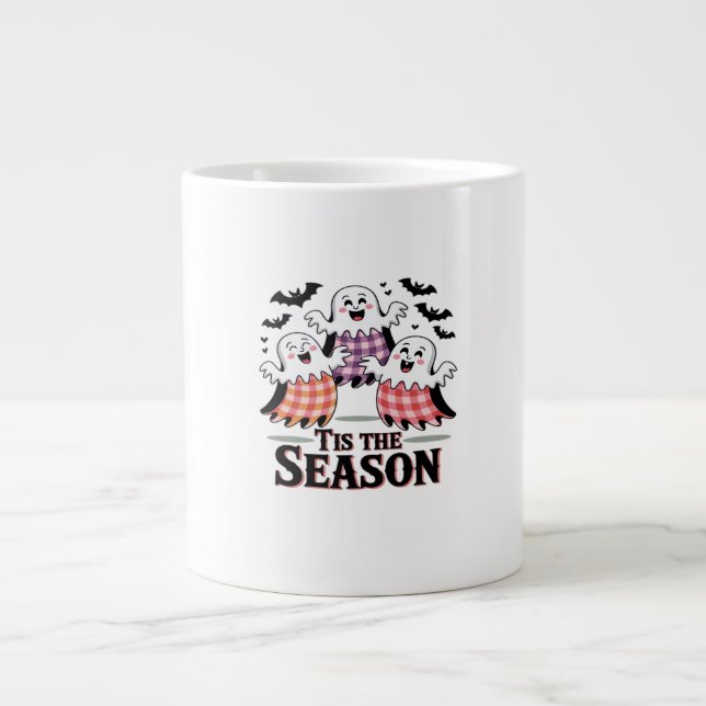Tis The Season Checkered Halloween Jumbo-Tasse (Vorderseite)
