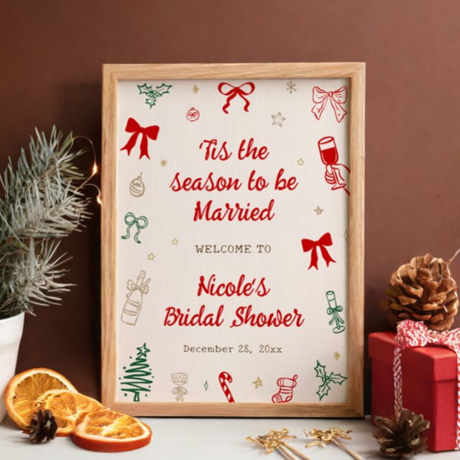 Tis the Season Christmas Bridal Shower Welcome Poster (Von Creator hochgeladen)