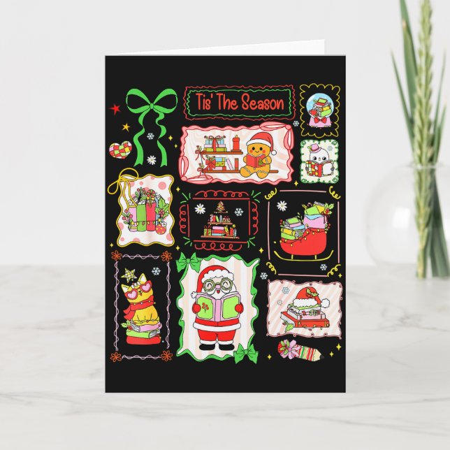 Tis The Season Christmas Gingerbread Santa Book Te Karte (Vorderseite)