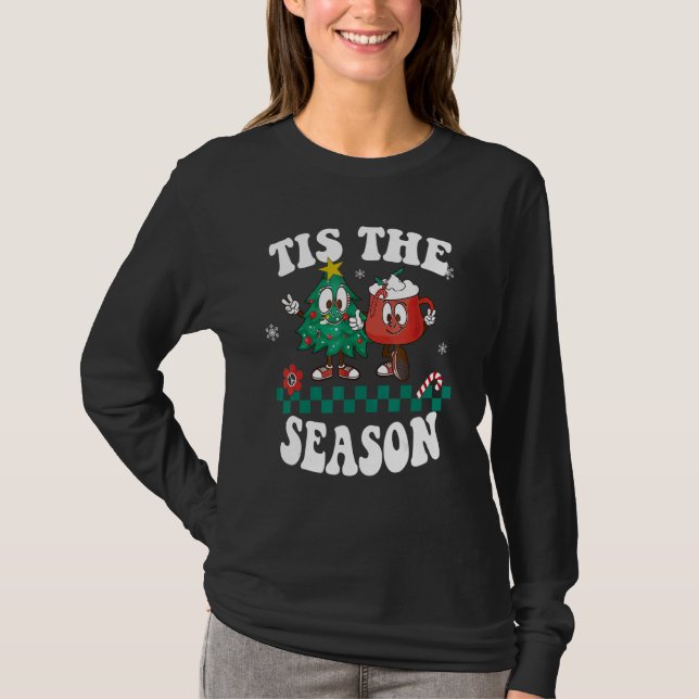 Tis The Season Christmas Hot Chocolate Pine Tree T-Shirt (Vorderseite)