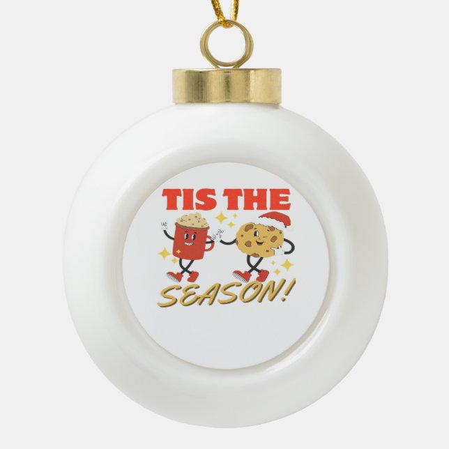 Tis The Season Christmas Retro Characters Keramik Kugel-Ornament (Vorderseite)