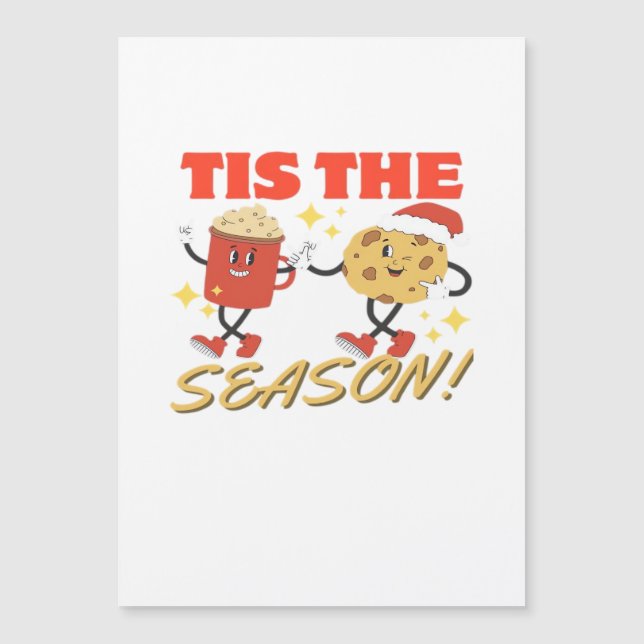 Tis The Season Christmas Retro Characters Magnetkarte (Vorderseite)