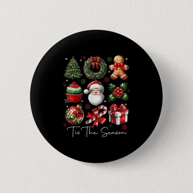 Tis The Season Christmas Santa Gingerbread Xmas Tr Button (Vorderseite)