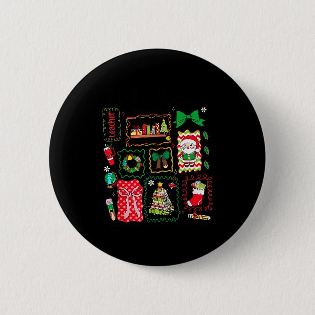 Tis The Season Christmas Santa Snowman Xmastree Co Button (Vorderseite)