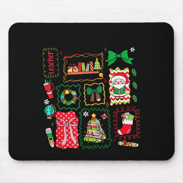 Tis The Season Christmas Santa Snowman Xmastree Co Mousepad (Vorne)