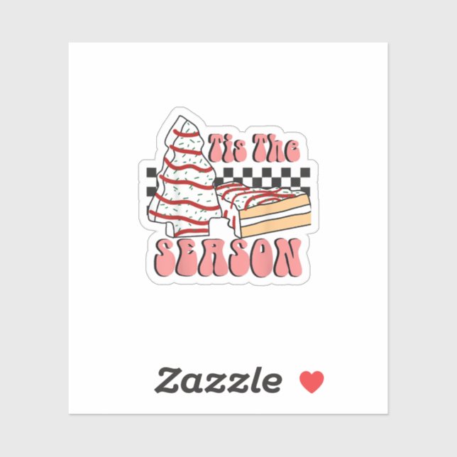 Tis The Season Christmas Tree Groovy Retro Debbie  Aufkleber (Blatt)