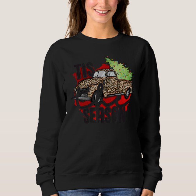 Tis The Season Christmas Tree Lights on Leopard Tr Sweatshirt (Vorderseite)