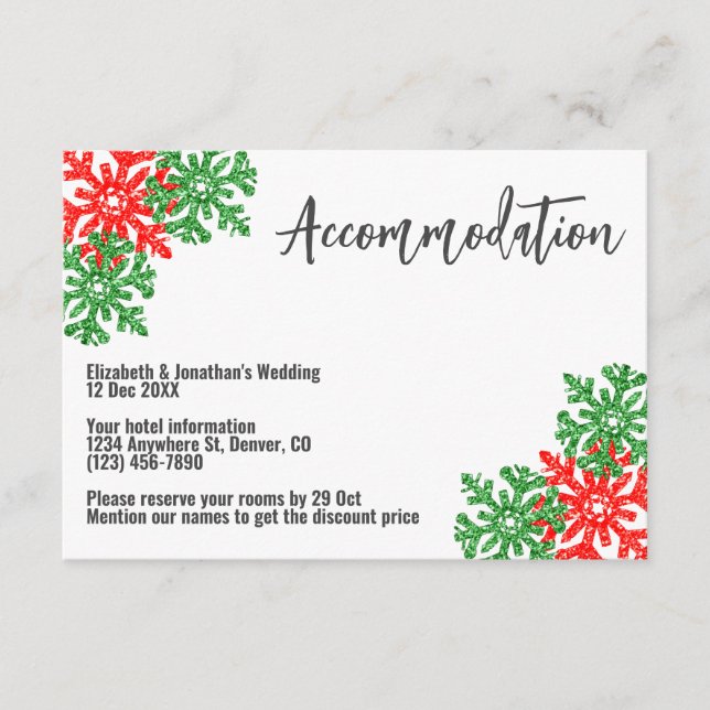 Tis The Season Christmas Wedding Accommodation Begleitkarte (Vorderseite)